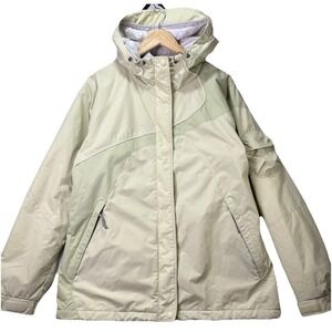 VTG Columbia Jacket Womens XL Rain Coat Radial Sleeve Windbreaker Light Yellow